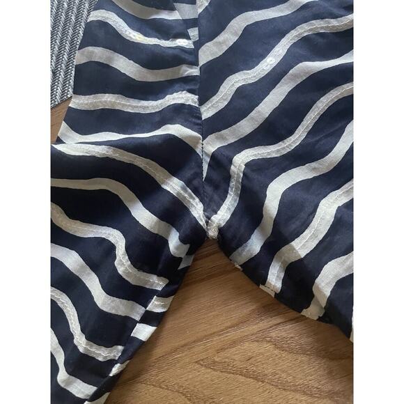 Tory Burch Sequined Tunic Top Navy White Striped Long Sleeve Blouse Popover 2 XS - Picture 13 of 14